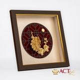 Quà tặng tranh Đôi chim công dát vàng 24k ACT GOLD ISO 9001:2015 (Mẫu 1)