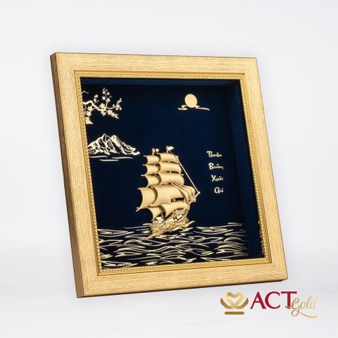 Quà tặng tranh Thuyền dát vàng 24k ACT GOLD ISO 9001:2015