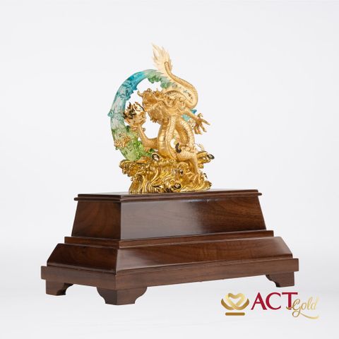 Quà tặng Rồng Dâng Ngọc dát vàng 24k ACT GOLD ISO 9001:2015
