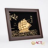 Quà tặng tranh Thuyền dát vàng 24k ACT GOLD ISO 9001:2015 (Mẫu 18)