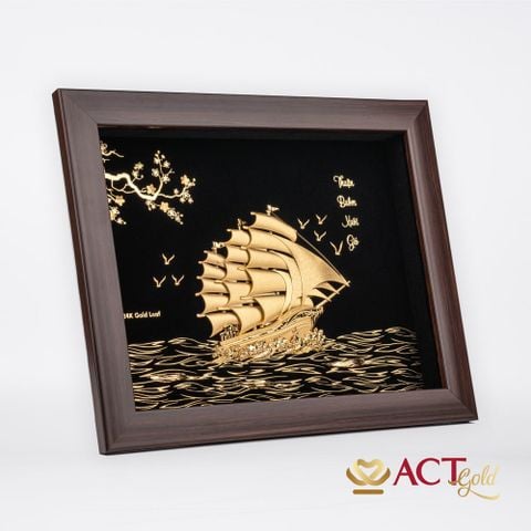 Quà tặng tranh Thuyền dát vàng 24k ACT GOLD ISO 9001:2015 (Mẫu 18)