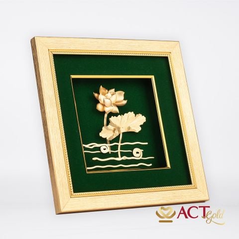 Quà tặng Tranh Hoa Sen dát vàng 24k ACT GOLD ISO 9001:2015