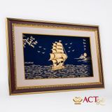 Quà tặng tranh Thuyền dát vàng 24k ACT GOLD ISO 9001:2015 (Mẫu 27)