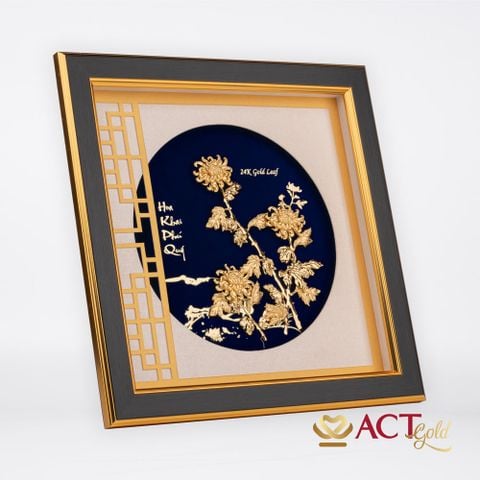 Quà tặng Tranh Hoa Cúc dát vàng 24k ACT GOLD ISO 9001:2015