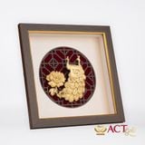 Quà tặng tranh Đôi chim công dát vàng 24k ACT GOLD ISO 9001:2015 (Mẫu 2)