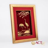 Quà tặng Tranh Đôi Chim Hạc dát vàng 24k ACT GOLD ISO 9001:2015