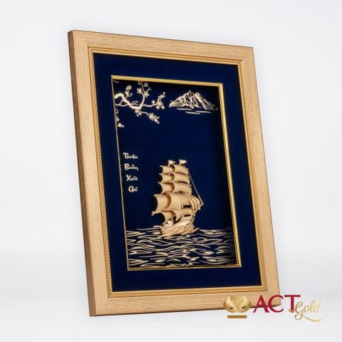 Quà tặng tranh Thuyền dát vàng 24k ACT GOLD ISO 9001:2015