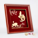 Quà tặng Tranh Chữ An Hoa Sen dát vàng 24k ACT GOLD ISO 9001:2015