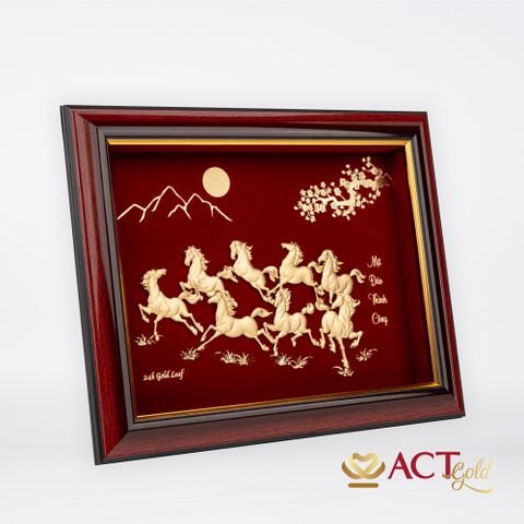 Tranh Bát Mã dát vàng 24k ACT GOLD ISO 9001:2015 (Mẫu 1)