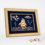 Quà tặng tranh Thuyền dát vàng 24k ACT GOLD ISO 9001:2015