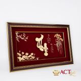 Quà tặng Tranh Chữ Thọ Hoa Sen dát vàng 24k ACT GOLD ISO 9001:2015
