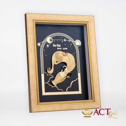 Quà tặng Tranh Cung Bảo Bình dát vàng 24k ACT GOLD ISO 9001:2015