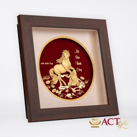 Quà tặng Tranh Ngựa dát vàng 24k ACT GOLD ISO 9001:2015