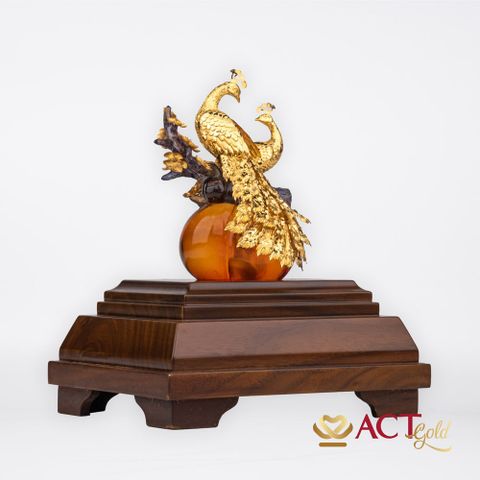 Quà tặng Chim Công dát vàng 24k ACT GOLD ISO 9001:2015