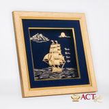 Quà tặng tranh Thuyền dát vàng 24k ACT GOLD ISO 9001:2015