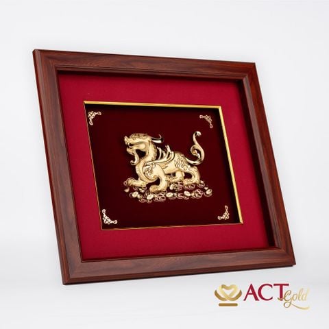 Quà tặng Tranh Tỳ Hưu dát vàng 24k ACT GOLD ISO 9001:2015