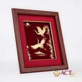 Quà tặng Tranh Đôi Chim Hạc dát vàng 24k ACT GOLD ISO 9001:2015
