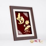 Quà tặng Tranh Chữ An Hoa Sen dát vàng 24k ACT GOLD ISO 9001:2015