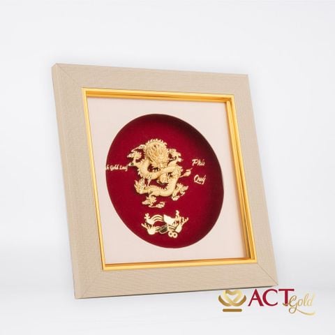 Quà tặng Tranh Rồng Nhả Ngọc dát vàng 24k ACT GOLD ISO 9001:2015