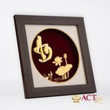 Quà tặng tranh Chữ An Hoa Sen dát vàng 24k ACT GOLD ISO 9001:2015