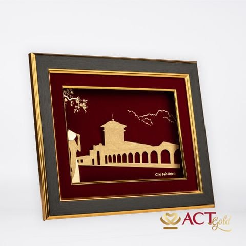 Tranh Chợ Bến Thành dát vàng 24k ACT GOLD ISO 9001:2015
