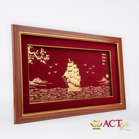 Quà tặng tranh Thuyền dát vàng 24k ACT GOLD ISO 9001:2015