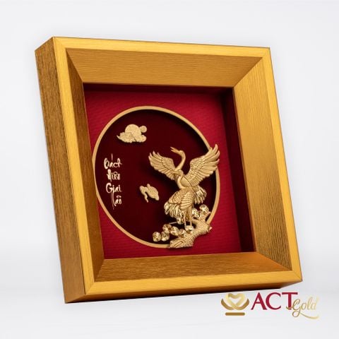 Quà tặng Tranh Tùng Hạc dát vàng 24k ACT GOLD ISO 9001:2015