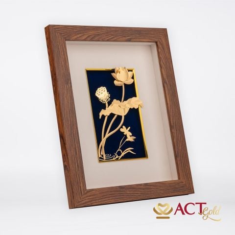 Quà tặng Tranh Hoa Sen dát vàng 24k ACT GOLD ISO 9001:2015
