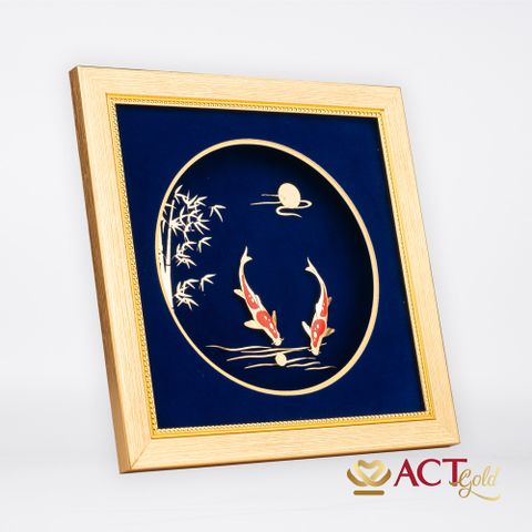 Quà tặng Tranh Song Ngư dát vàng 24k ACT GOLD ISO 9001:2015