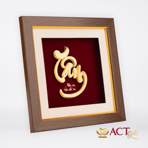 Quà tặng Tranh Chữ Tâm dát vàng 24k ACT GOLD ISO 9001:2015 (Mẫu 1)