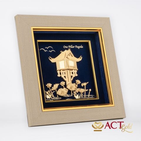 Tranh Chùa Một Cột dát vàng 24k ACT GOLD ISO 9001:2015