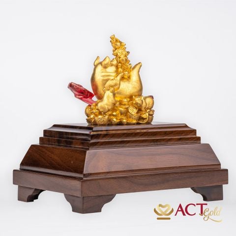 Quà tặng Heo Tài Lộc dát vàng 24k ACT GOLD ISO 9001:2015 (Mẫu 5)