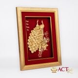 Quà tặng tranh Đôi Chim Công dát vàng 24k ACT GOLD ISO 9001:2015