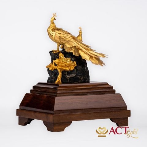 Quà tặng Chim Công dát vàng 24k ACT GOLD ISO 9001:2015