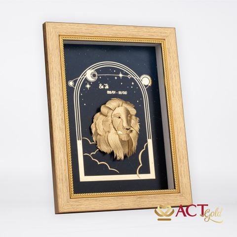 Quà tặng Tranh Cung Sư Tử dát vàng 24k ACT GOLD ISO 9001:2015