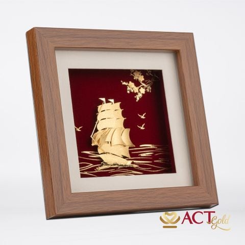 Quà tặng tranh Thuyền dát vàng 24k ACT GOLD ISO 9001:2015