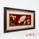 Quà tặng tranh Đôi Chim Công dát vàng 24k ACT GOLD ISO 9001:2015 (Mẫu 9)