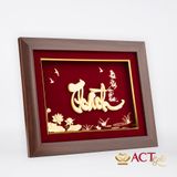 Quà tặng Tranh Chữ Thành Hoa Sen dát vàng 24k ACT GOLD ISO 9001:2015