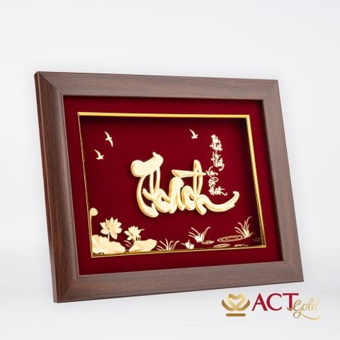 Quà tặng Tranh Chữ Thành Hoa Sen dát vàng 24k ACT GOLD ISO 9001:2015