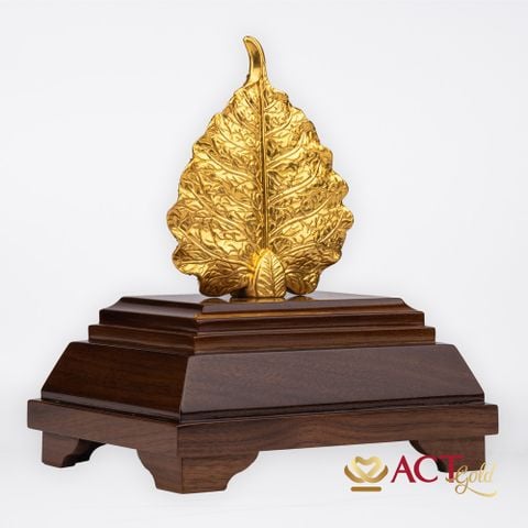 Tượng lá bồ đề dát vàng 24k ACT GOLD ISO 9001:2015 (Mẫu 2)