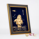Quà tặng tranh Thuyền dát vàng 24k ACT GOLD ISO 9001:2015 (Mẫu 9)