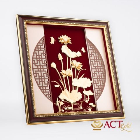 Tranh hoa sen dát vàng 24k ACT GOLD ISO 9001:2015