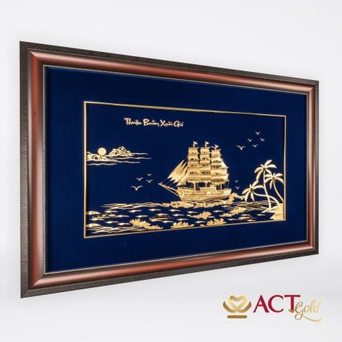 Quà tặng tranh Thuyền dát vàng 24k ACT GOLD ISO 9001:2015 (Mẫu 7)
