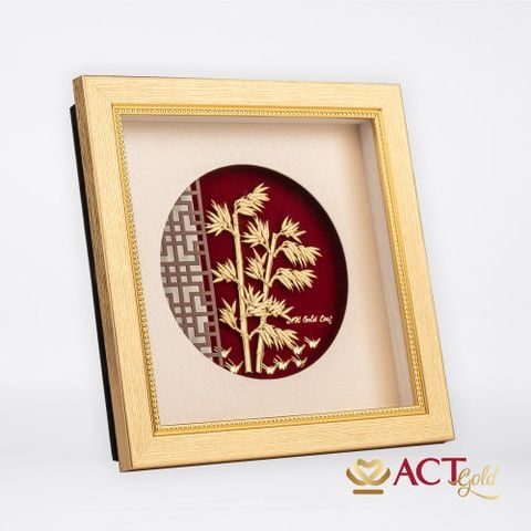 Quà tặng Tranh Cây Trúc dát vàng 24k ACT GOLD ISO 9001:2015