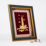 Tranh Long Quy Cõng Tháp Văn Xương dát vàng 24k ACT GOLD ISO 9001:2015
