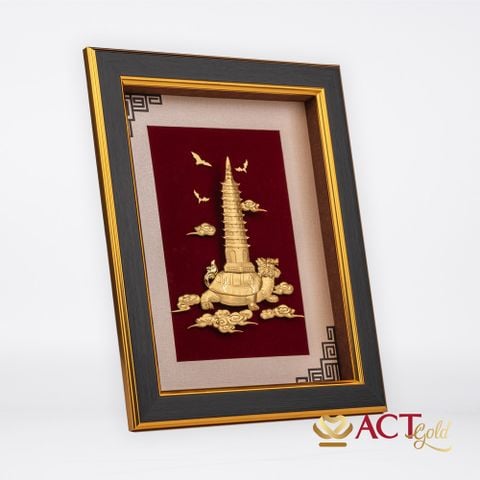Tranh Long Quy Cõng Tháp Văn Xương dát vàng 24k ACT GOLD ISO 9001:2015