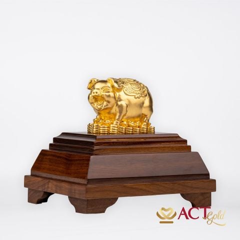 Quà tặng Heo Tài Lộc dát vàng 24k ACT GOLD ISO 9001:2015 (Mẫu 3)