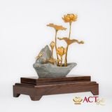 Quà tặng Chậu Sen 6 Cành Chuồn Chuồn dát vàng 24k ACT GOLD ISO 9001:2015