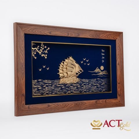 Quà tặng tranh Thuyền dát vàng 24k ACT GOLD ISO 9001:2015