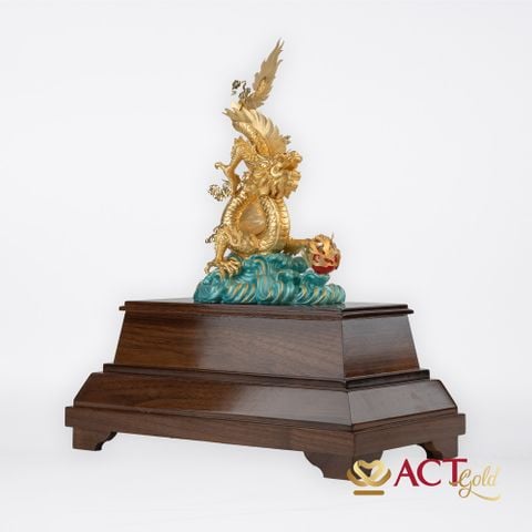 Quà tặng Rồng Vờn Ngọc dát vàng 24k ACT GOLD ISO 9001:2015